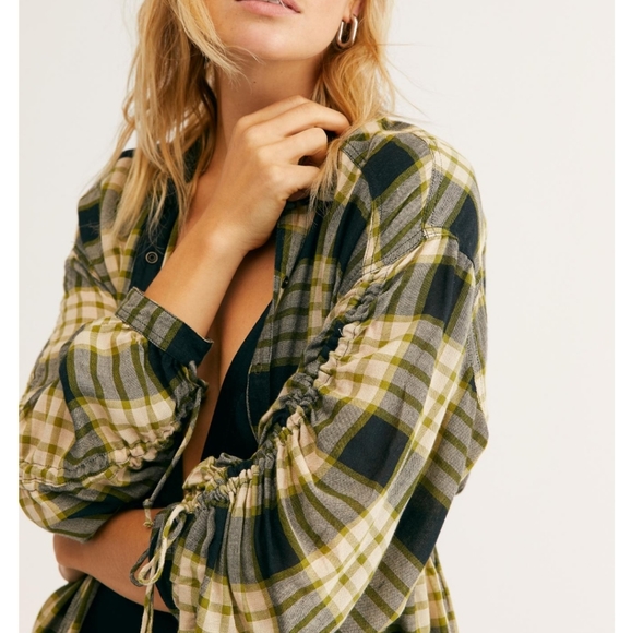 Free People Pacific Dawn drawstring plaid top - Picture 4 of 10